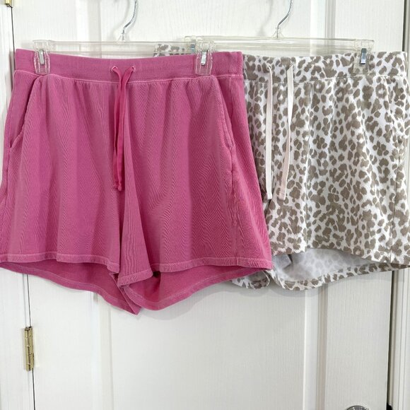 Old Navy Vintage Specially Dyed Shorts 2 PC Hot Pink & Leopard Size XL Tall